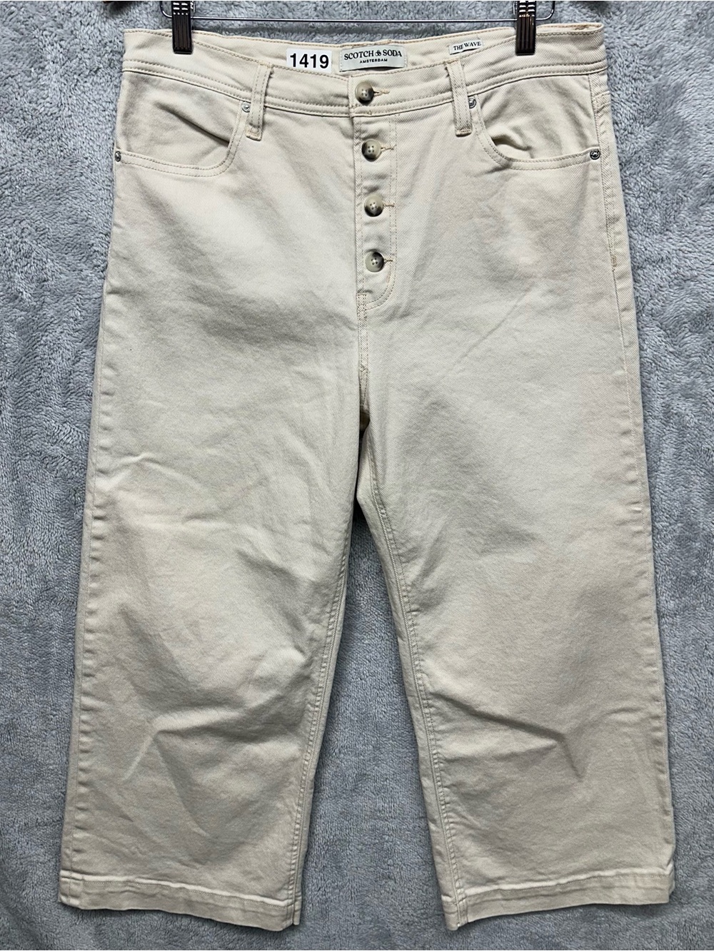 Scotch & Soda Amsterdam The Wave Cropped Wide Leg Button Fly Jeans 12/31 - Picture 3 of 11